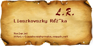 Lieszkovszky Réka névjegykártya